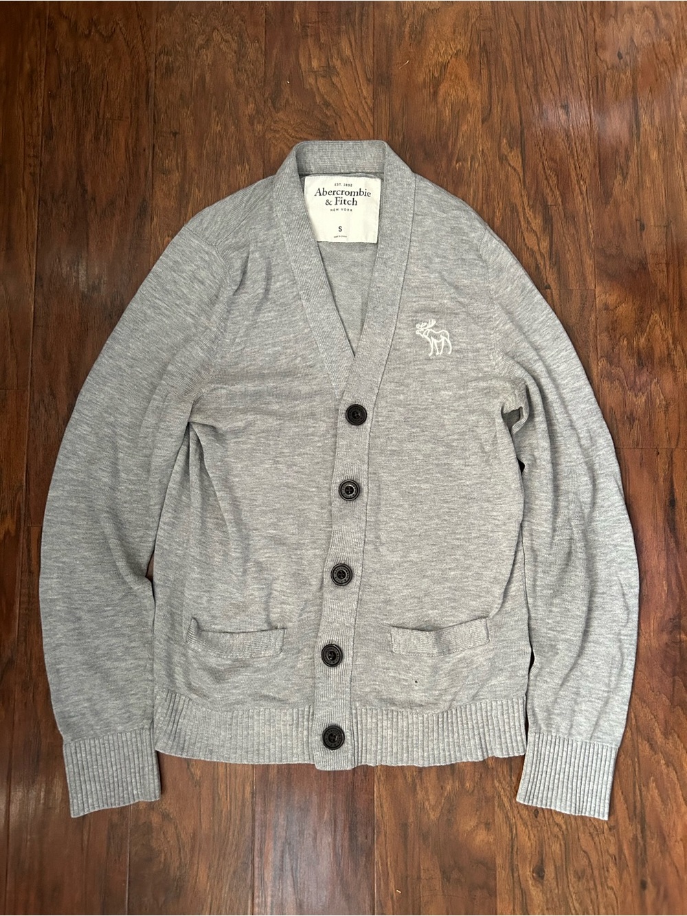 Abercrombie & Fitch Men's Light Gray Button Cardigan